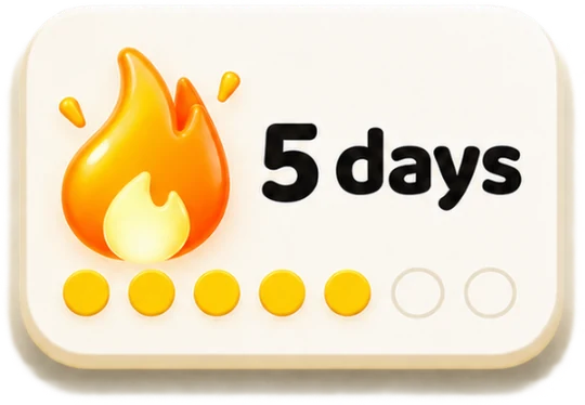 Streak card: 5 days