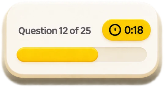Practice test: question 12 of 25, 18 seconds left
