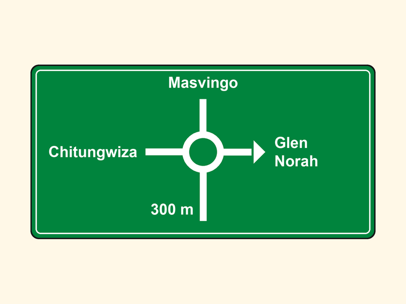 Question diagram: Direction to places road sign