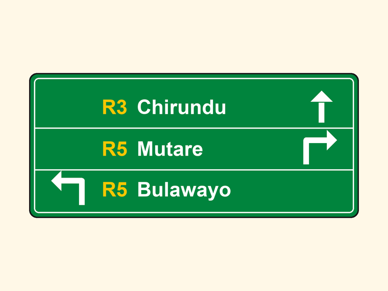 Question diagram: Direction by route number road sign