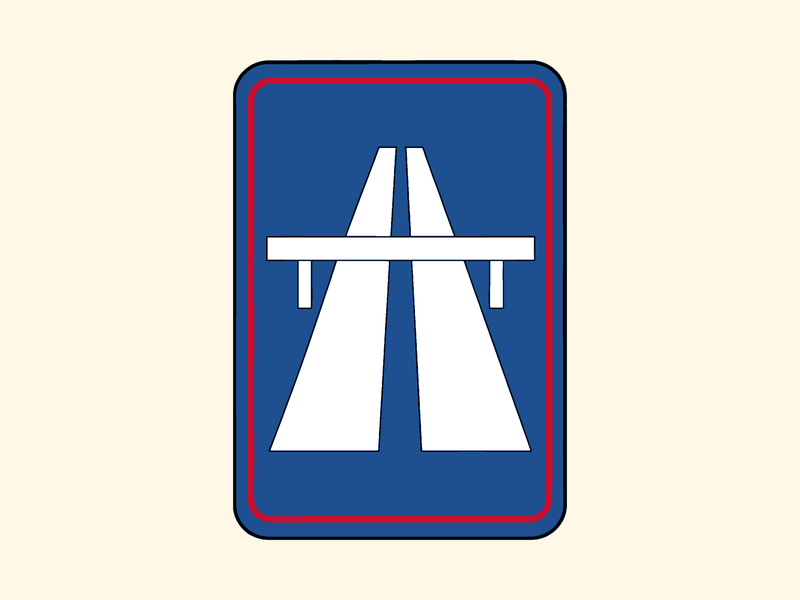 Question diagram: Freeway begins, dual carriageway road sign
