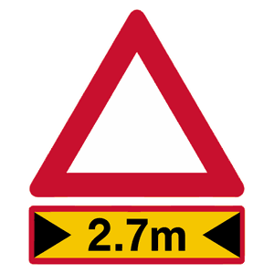 Width limit 2.7 m road sign