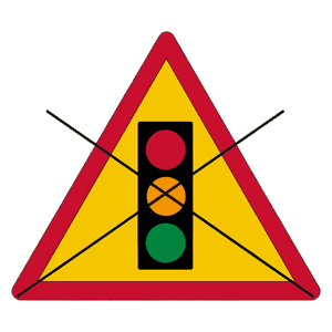 Traffic lights out of order road sign