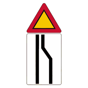 Road narrows road sign