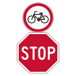 Cyclists stop and give way road sign