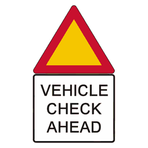 Vehicle check ahead road sign