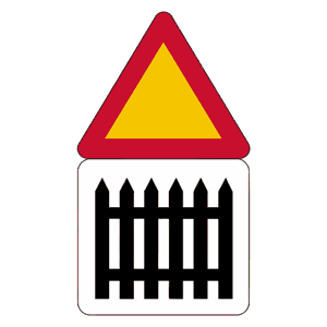 Barrier ahead road sign