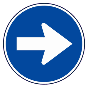 Proceed right only road sign