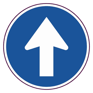 Proceed straight only road sign