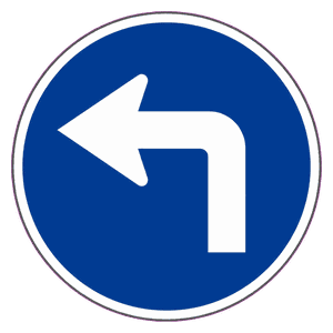 Turn left road sign
