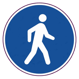Pedestrians only road sign