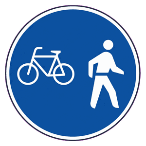 Cyclists and pedestrians only road sign