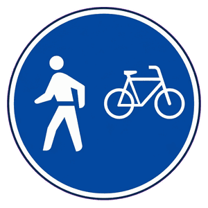 Pedestrians and cyclists only road sign