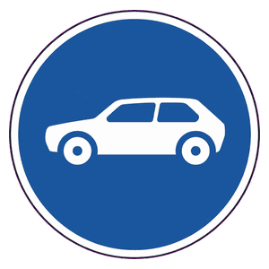 Motor cars only road sign
