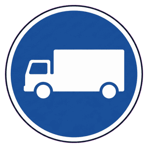 Goods vehicles only road sign