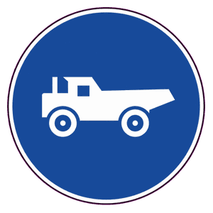 Construction vehicles only road sign