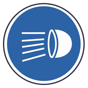 Switch headlamps on road sign