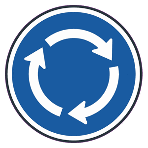 Roundabout road sign