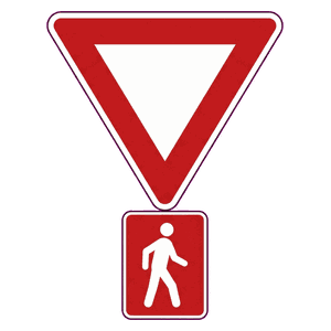 Yield to pedestrians road sign
