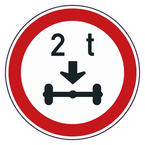 Axle mass limit 2 t road sign