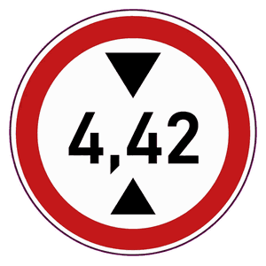 Height limit 4.42 m road sign