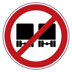 No overtaking by goods vehicles road sign