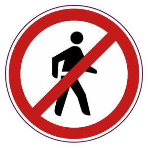 No pedestrians road sign