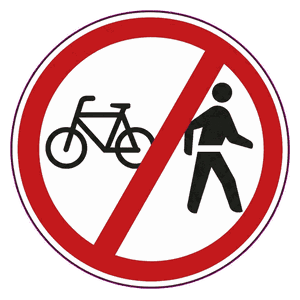 No cyclists or pedestrians road sign