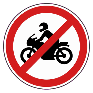 No motorcycles road sign