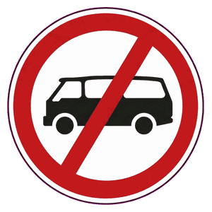 No minibuses road sign