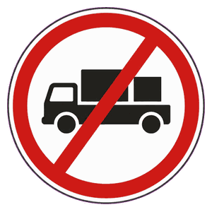 No delivery vehicles road sign