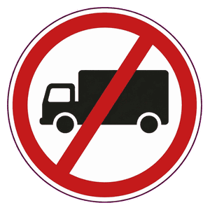 No goods vehicles road sign