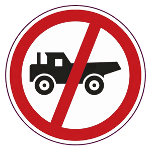 No construction vehicles road sign