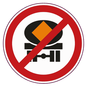 No vehicles carrying dangerous goods road sign