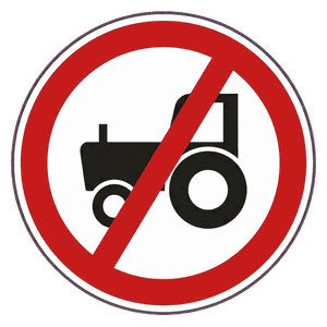 No agricultural vehicles road sign