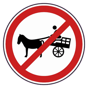 No animal-drawn vehicles road sign