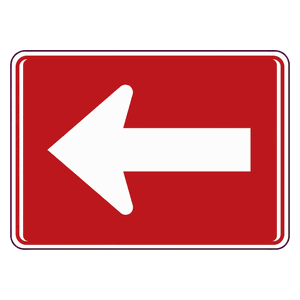 One-way (left) road sign