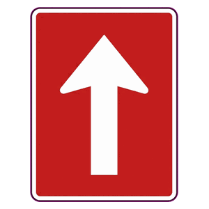 One-way (straight on) road sign