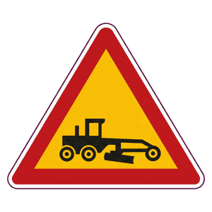 Grader working road sign