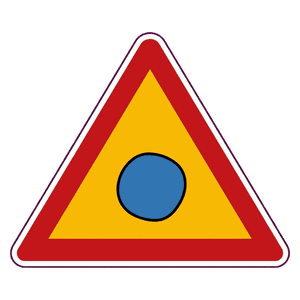 Temporary police flashing light road sign