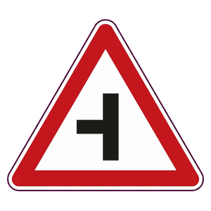Side road junction (left) road sign