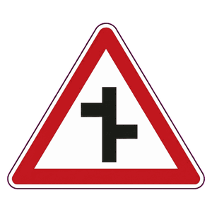Staggered junctions (right-left) road sign