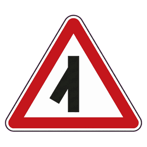 Sharp junction (left) road sign