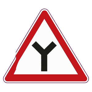 Y-junction road sign