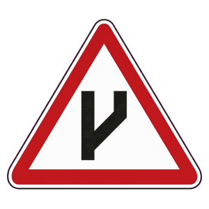 Beginning of dual roadway (straight on) road sign