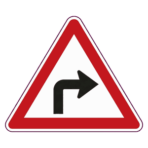 Sharp curve (right) road sign