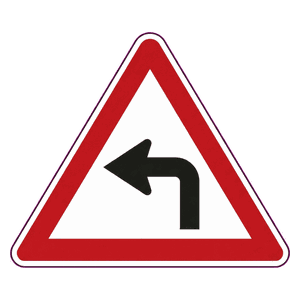 Sharp curve (left) road sign