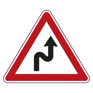 Winding road (right-left) road sign
