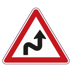 Combined curves (right-left) road sign