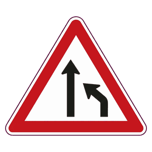 Right lane ends road sign